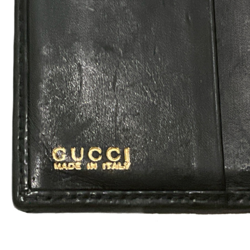 Vintage Gucci Wallet - Black Leather with GG Black Web Canvas Fabric - Serial # - Picture 4 of 12